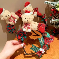Cài Tóc Gấu Bông Xù Nâu Noel Phối Nơ Cute 16331