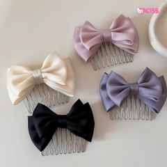 Set 2 Lược Bườm Xước Tóc Nơ Vải Lụa Bóng 2 Lớp To Trơn 17787