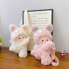 Túi Bé Gấu Lông Xù Tai Nơ Ren Đeo Chéo Ôm Bụng Cute 15708
