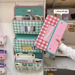 Túi Vải Treo Tường Gấp Gọn 3 Ngăn Caro 15568