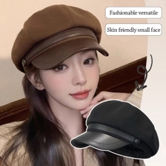 Mũ Beret Vải Nỉ Phối Da PU Kiểu Thuỷ Thủ 16450