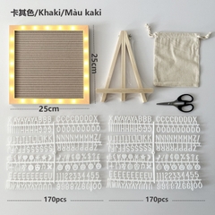 Bộ Bảng Gỗ Gắn Chữ Kèm Đế Dùng Trang Trí 25*25cm Có Led+ Pin 16593