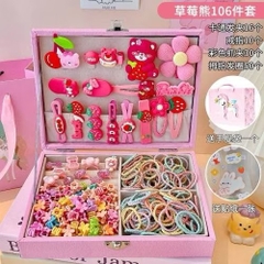 Hộp Cốp Da Phụ Kiện 156 Cột Kẹp Tóc Cho Bé Kèm Túi 16362