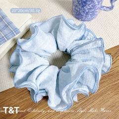 Cột Tóc Scrunchies Viền Bèo 4 Lớp Trơn Vải Nhăn 15354