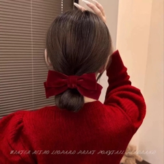 Cột Tóc Thun Nơ Nhung Màu Trơn Tiểu Thư 16678