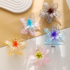 Kẹp Tóc Nhựa Hình Hoa Sứ 5 Cánh 8cm Nhũ Ombre 12819