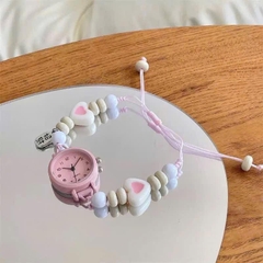 Đồng Hồ Dây Chỉ Rút Hạt Ngọc & Charm Trái Tim 16638