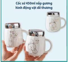 Ly Sứ Có Quai Có Nắp Gương Họa Tiết Họa Tiết Hoạt Hình 16652