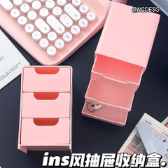 Kệ 3 Ngăn Mini Hồng Đơn Giản Chữ Nhật Đứng 16104