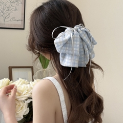 Kẹp Tóc Càng Cua Nơ Vải Caro Phối Dây Ruy Băng Tiểu Thư 15471