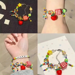 Vòng Tay Hột Cườm Sắc Màu Caro Đỏ 17473