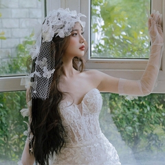 Khăn Ren Cô Dâu Đính Cườm 16387