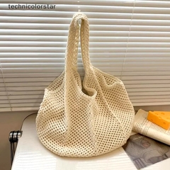 Túi Cói Đi Biển Bện Dệt Kim Trơn Thời Trang 15579