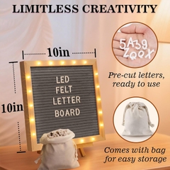 Bộ Bảng Gỗ Gắn Chữ Kèm Đế Dùng Trang Trí 25*25cm Có Led+ Pin 16593