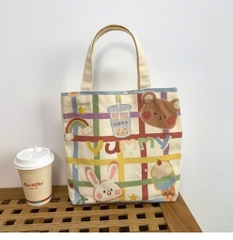 Túi Tote Vải Canvas In Hình Đủ Mẫu 32Cm Không Khoá Kéo 17674