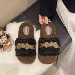 Dép Lông Xù Đi Trong Nhà Quai Nơ 16455