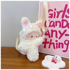 Túi Bé Gấu Lông Xù Tai Nơ Ren Đeo Chéo Ôm Bụng Cute 15708