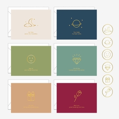 Thiệp Bìa Cứng Họa Tiết +Bao Thư+ Stamp 9*12cm 13625