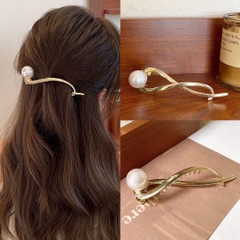 Kẹp Tóc Sắt Kiểu Chéo Đính Ngọc Trai Lớn Kiểu Hàn 7674