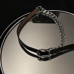 Vòng Cổ Choker Da PU Phối Xích Thời Trang 17462