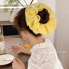 Cột Tóc Scrunchies Viền Bèo 4 Lớp Trơn Vải Nhăn 15354
