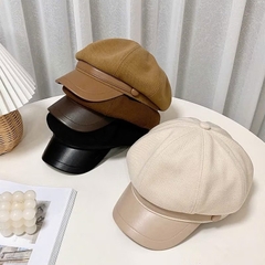 Mũ Beret Vải Nỉ Phối Da PU Kiểu Thuỷ Thủ 16450