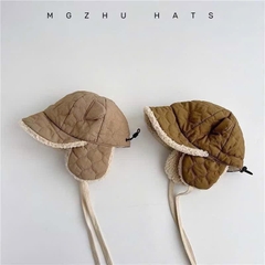 Mũ Dù Phối Lông Bịt Tai Cho Bé Kèm Dây Cột 16639