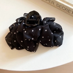 Kẹp Tóc Nhựa Hình Cung Vải Voan Voan Nhún Chấm Bi 15539