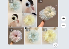 Cột Tóc Vải Scrunchies 4 Lớp Trơn Voan Xếp Ly Màu Phối Ren 17629