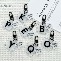 Móc Khoá Khoen Mặt Charm Chữ Đen Trắng Ngôi Sao Happy Day 16266