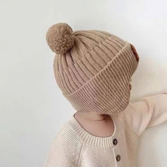 Mũ Len Tai Gấu Lông Xù Đính Gấu Lông Xù Cho Bé 16122