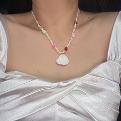 Vòng Cổ Dây Rút Đá Màu Đính Vỏ Sò 17472