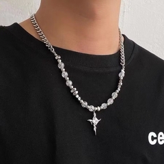Dây Chuyền Chữ Thập Đính Đá , Ngọc Đá Unisex Titan 16280