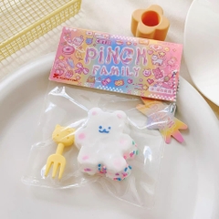 Mochi Bóp Dạng Thạch Dẻo Gấu Thỏ Trắng Kèm Nĩa Kitty PVN16800