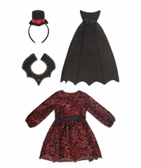 Đầm Bé Gái Hóa Trang Ma Cà Rồng + Áo Choàng+ Cài Tóc Halloween - M 120cm 16134