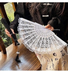 Quạt Xếp Lưới Ren Cầm Tay Cổ Trang 15525