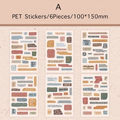 Set 6 Tấm Sticker Kiểu Chữ Vintage Dạng PET 13626