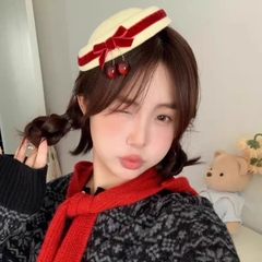 Kẹp Mỏ Vịt Mũ Công Nương Nơ Đá/ Cherry 17460