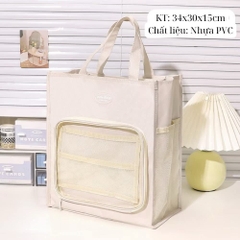 Túi Học Thêm Vải Dù Dáng Dọc Trơn Mặt Kính Trước 15717