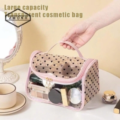 Túi Đựng Mỹ Phẩm Trong Suốt Lưới Hoạ Tiết Trái Tim 17122