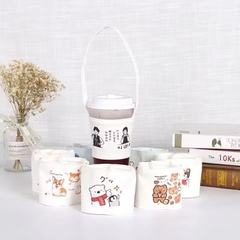 Túi Vải Canvas In Hình Đựng Ly/Bình Nước Dạng Xách 1 Nửa 16226