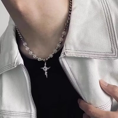 Dây Chuyền Chữ Thập Đính Đá , Ngọc Đá Unisex Titan 16280