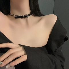Vòng Cổ Choker Da PU Phối Xích Thời Trang 17462