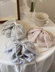 Kẹp Tóc Càng Cua Nơ Vải Caro Phối Dây Ruy Băng Tiểu Thư 15471