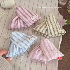 Kẹp Tóc Nhựa Cung Xoắn Vải Caro Sọc Tag Nơ Handmade 17342