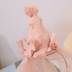 Cài Tóc Kiểu Nón Chóp Thắt Nơ Chóp Tròn Phối Voan Dài 15521