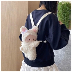 Túi Bé Gấu Lông Xù Tai Nơ Ren Đeo Chéo Ôm Bụng Cute 15708