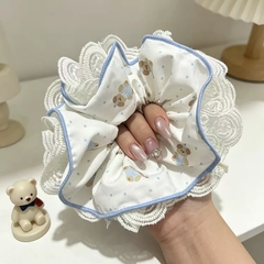 Cột Tóc Vải Scrunchies 4 Lớp Gấu Chấm Bi Phối Ren 17588