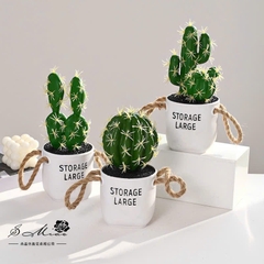 Chậu Xương Rồng Giả Dây Thừng Decor 16069