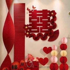 Dải Giấy Đỏ Xếp Quạt 30cm*3m Decor Trang Trí 17003